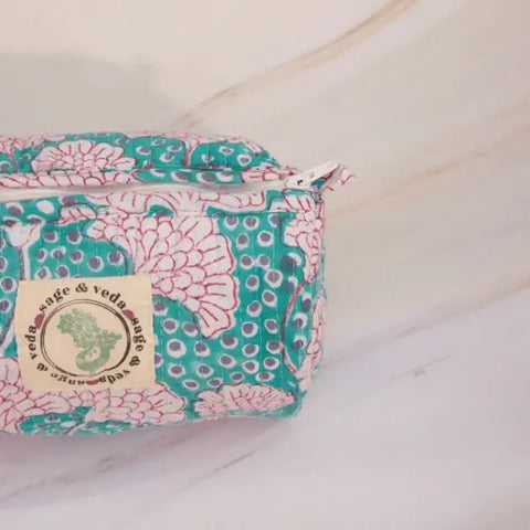 Cotton Quilted Pouch - sage & veda