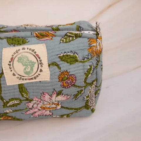 Cotton Quilted Pouch - sage & veda